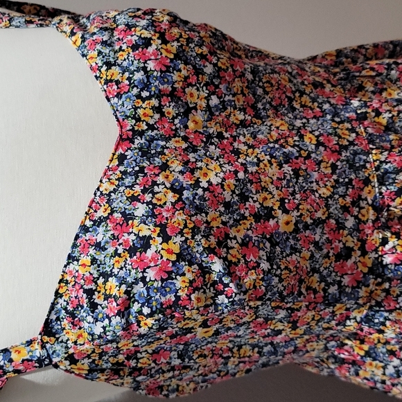 OLD NAVY DITSY FLORAL MINI DRESS   CAMI TANK TOP BOHEMIAN RUFFLE HEM XL PETITE - Picture 7 of 12